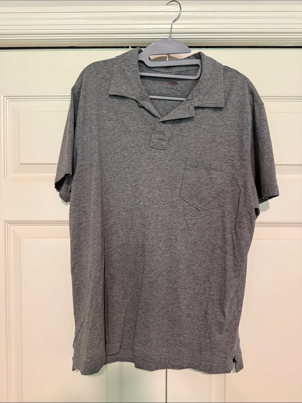 J. Crew Mens Heather Gray Short Sleeve Polo with Chest Pocket